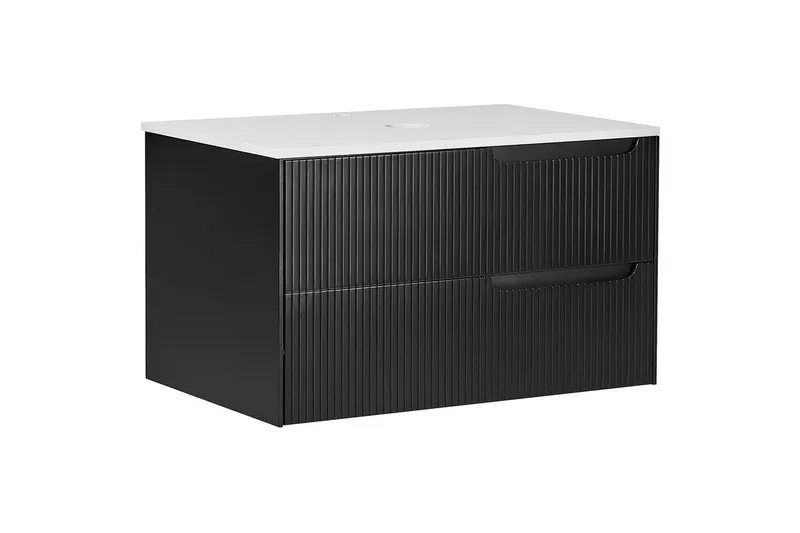 Håndvaskskab Quintela Sort, Hvid, 80x52x48 cm, Sort, Hvid, 80x52x48 cm