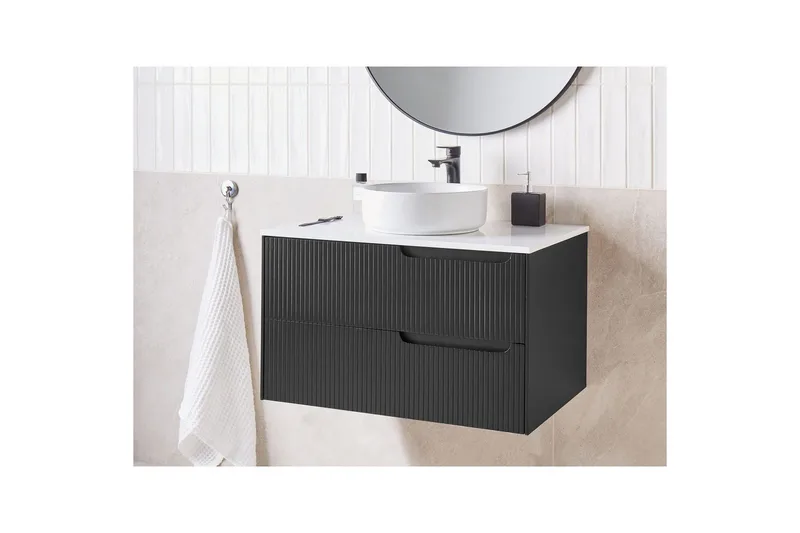 Håndvaskskab Quintela Sort, Hvid, 80x52x48 cm - Sort, Hvid, 80x52x48 cm - Hus & renovering - Køkken & bad - Badeværelse - Badeværelsesmøbler - Badeværelsesskab