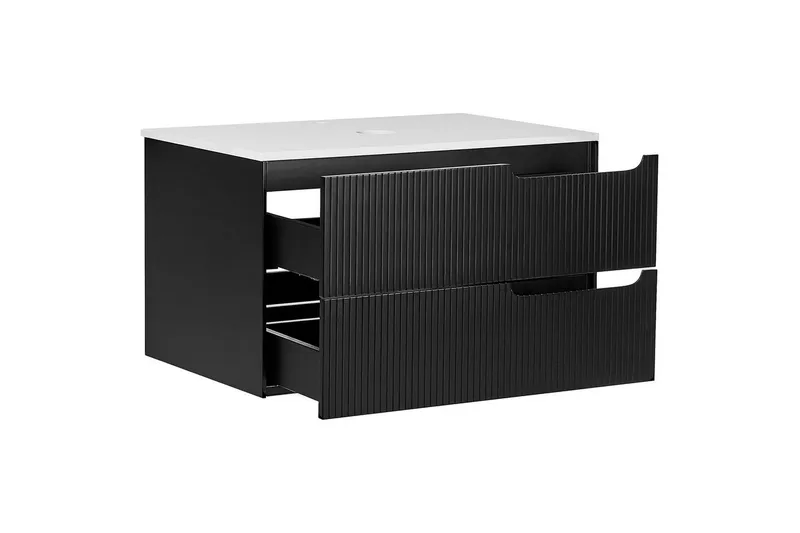 Håndvaskskab Quintela Sort, Hvid, 80x52x48 cm - Sort, Hvid, 80x52x48 cm - Hus & renovering - Køkken & bad - Badeværelse - Badeværelsesmøbler - Badeværelsesskab