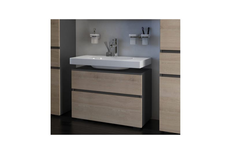 Högskåp till badrum Loft24 Tvättställsskåp Wisla Graphite Grey, Dark Colored Wood - Hus & renovering - Køkken & bad - Badeværelse - Badeværelsesmøbler - Badeværelsesskab