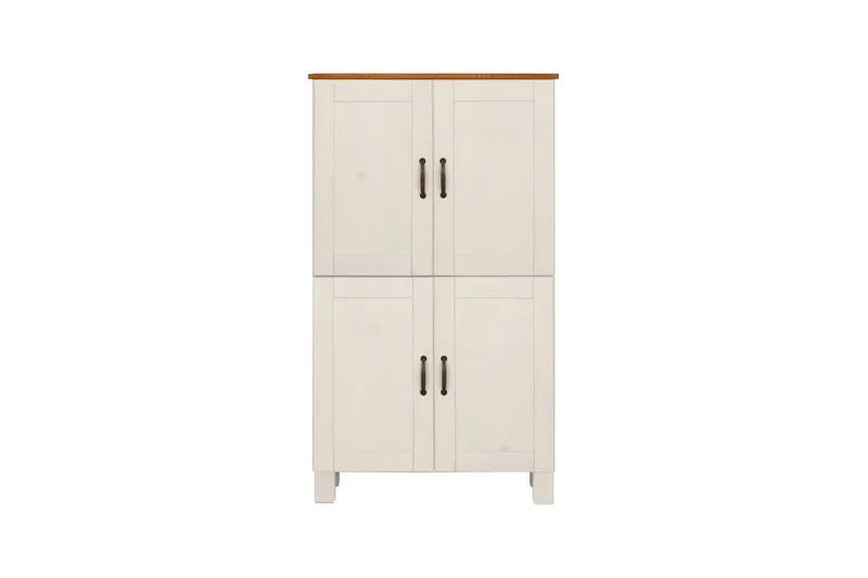 Højskab til badeværelse Loft24 Badeværelsesskab Alby 75x30x130 cm, hvid/honning Vit,Ljusbrun - Hus & renovering - Køkken & bad - Badeværelse - Badeværelsesmøbler - Badeværelsesskab