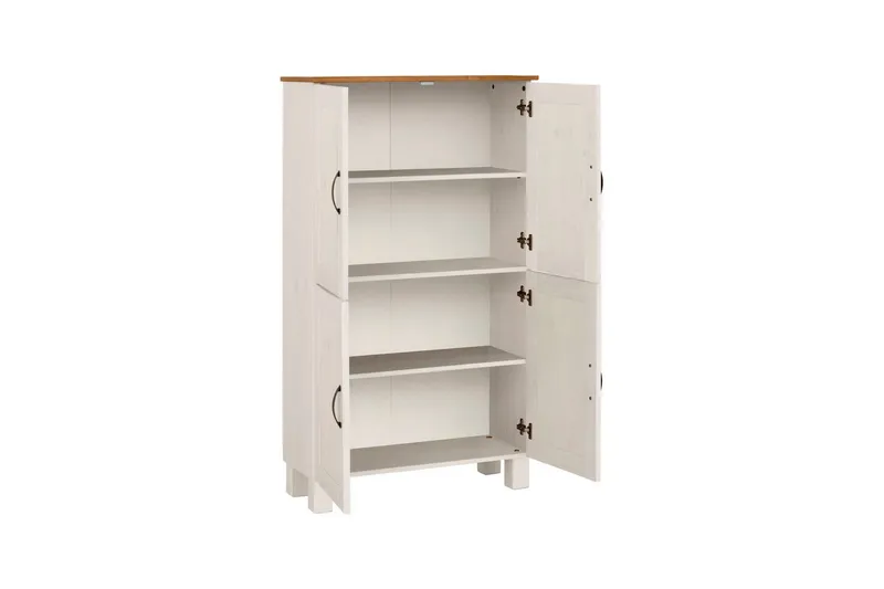 Højskab til badeværelse Loft24 Badeværelsesskab Alby 75x30x130 cm, hvid/honning Vit,Ljusbrun - Hus & renovering - Køkken & bad - Badeværelse - Badeværelsesmøbler - Badeværelsesskab
