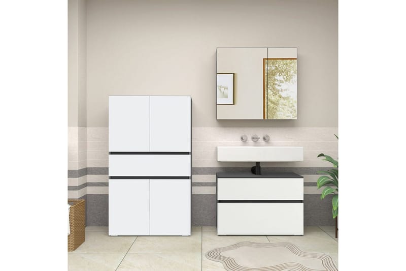 Højskab til badeværelse Loft24 Wisla Højskab til badeværelse 130x76x35 cm Grå - Hus & renovering - Køkken & bad - Badeværelse - Badeværelsesmøbler - Badeværelsesskab