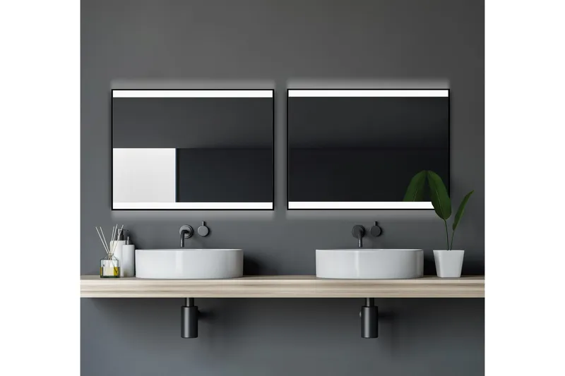 Knutby Badeværelsesspejl 60 cm LED-belysning, Sort