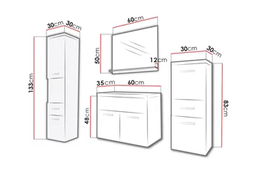 Alba Badeværelsessæt - Hvid/Højglans - Hus & renovering - Køkken & bad - Badeværelse - Badeværelsesmøbler - Komplette møbelpakker