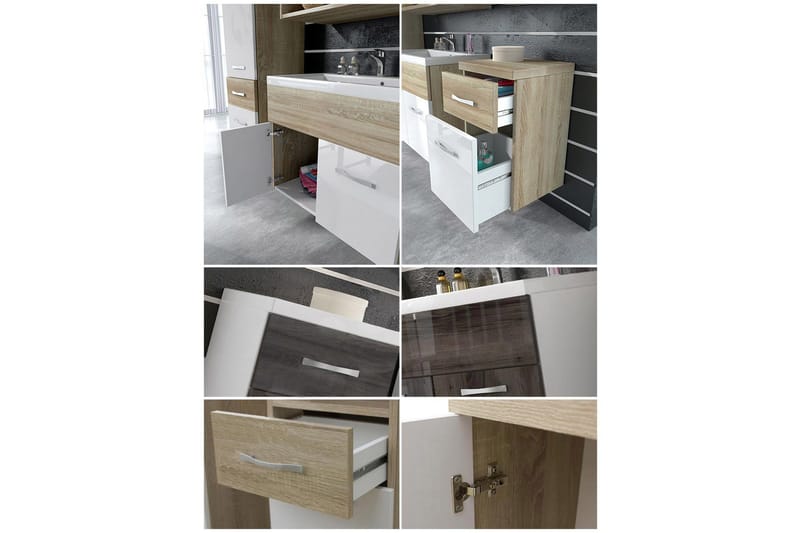 Alba Badeværelsessæt - Hvid/Højglans - Hus & renovering - Køkken & bad - Badeværelse - Badeværelsesmøbler - Komplette møbelpakker