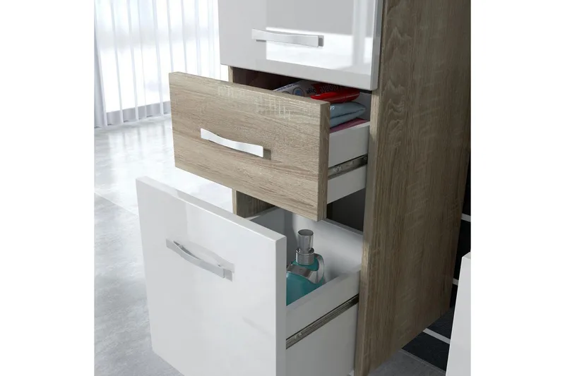 Alba Badeværelsessæt - Hvid/Højglans - Hus & renovering - Køkken & bad - Badeværelse - Badeværelsesmøbler - Komplette møbelpakker