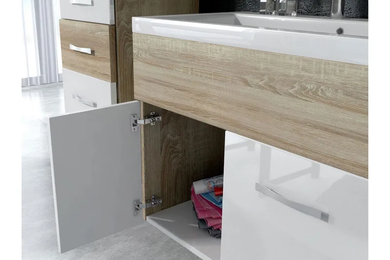 Alba Badeværelsessæt - Hvid/Højglans - Hus & renovering - Køkken & bad - Badeværelse - Badeværelsesmøbler - Komplette møbelpakker