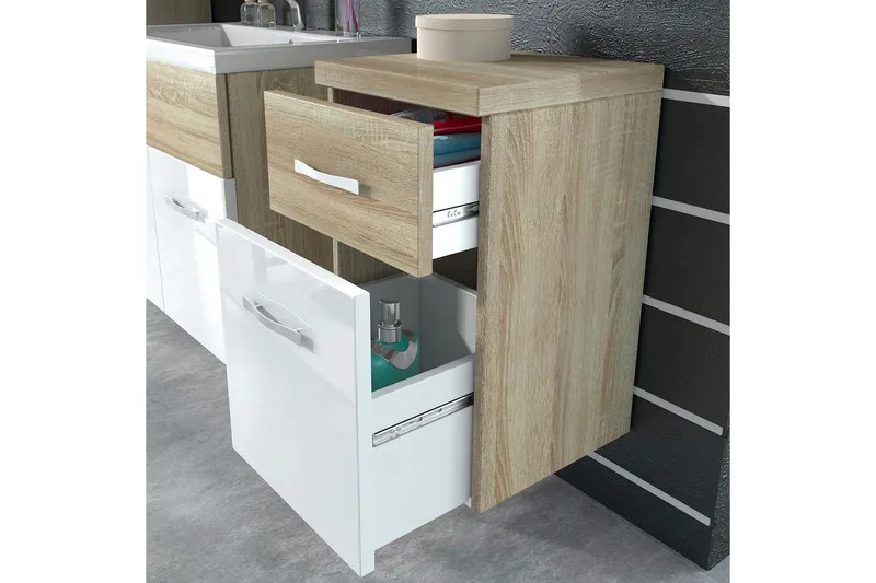 Alba Badeværelsessæt - Hvid/Højglans - Hus & renovering - Køkken & bad - Badeværelse - Badeværelsesmøbler - Komplette møbelpakker