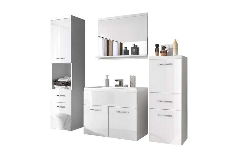 Alba Badeværelsessæt - Hvid/Højglans - Hus & renovering - Køkken & bad - Badeværelse - Badeværelsesmøbler - Komplette møbelpakker