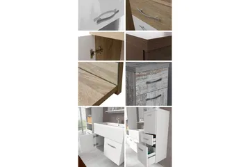 Alba Badeværelsessæt - Hvid/Højglans/Grå/Brun - Hus & renovering - Køkken & bad - Badeværelse - Badeværelsesmøbler - Komplette møbelpakker