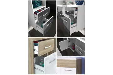Alba Badeværelsessæt - Hvid/Højglans/Grå/Brun - Hus & renovering - Køkken & bad - Badeværelse - Badeværelsesmøbler - Komplette møbelpakker