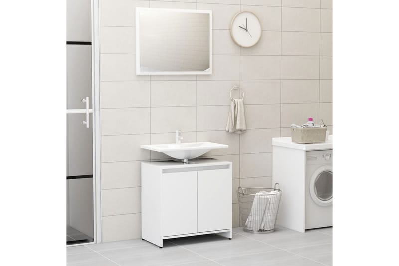 badeværelsesmøbelsæt 4 dele spånplade hvid - Hvid - Hus & renovering - Køkken & bad - Badeværelse - Badeværelsesmøbler - Komplette møbelpakker