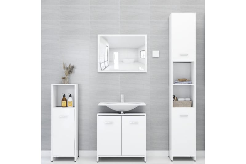 badeværelsesmøbelsæt 4 dele spånplade hvid - Hvid - Komplette møbelpakker