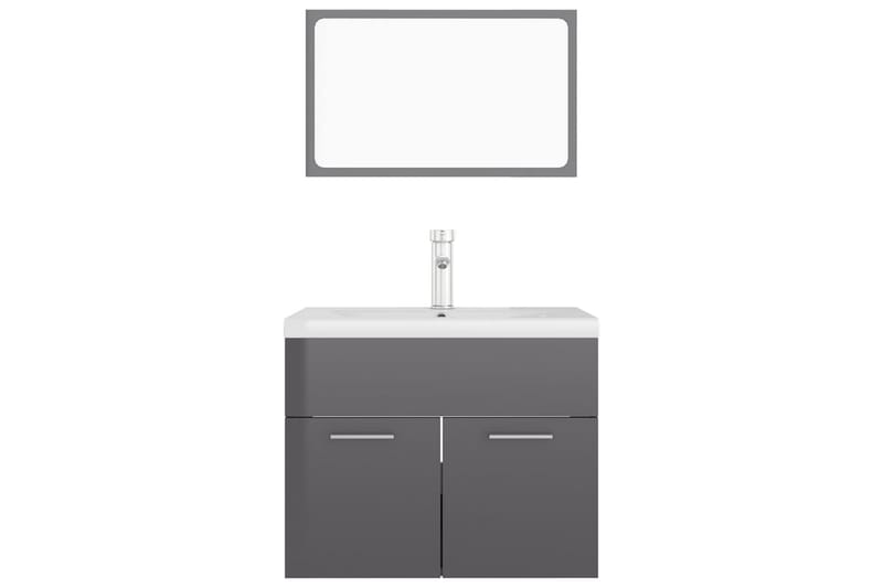 badeværelsesmøbelsæt spånplade grå højglans - Grå - Komplette møbelpakker