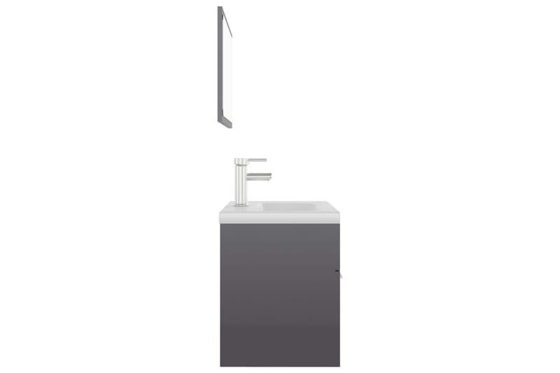 badeværelsesmøbelsæt spånplade grå højglans - Grå - Komplette møbelpakker