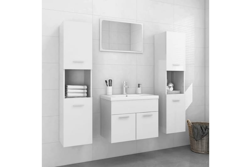 badeværelsesmøbelsæt spånplade hvid højglans - Komplette møbelpakker