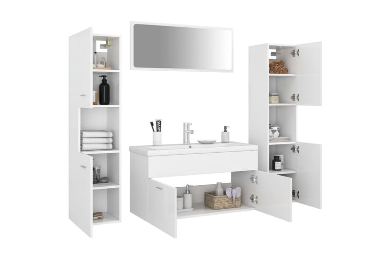 badeværelsesmøbelsæt spånplade hvid - Komplette møbelpakker