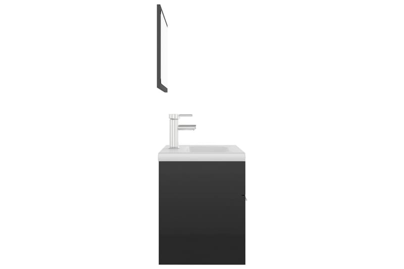 badeværelsesmøbelsæt spånplade sort højglans - Sort - Komplette møbelpakker