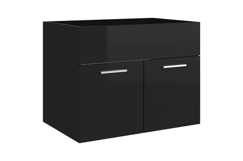 badeværelsesmøbelsæt spånplade sort højglans - Sort - Komplette møbelpakker