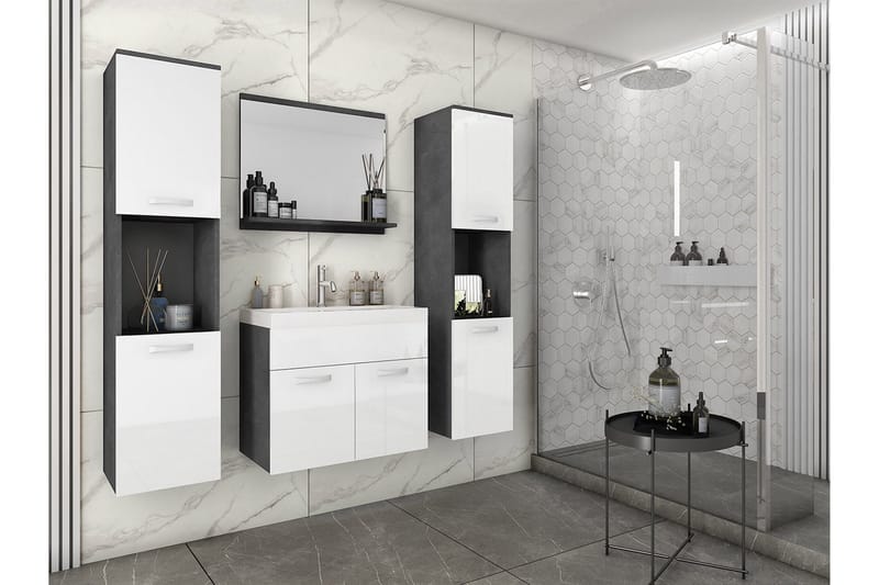 Badeværelsesmøbler - Hvid|Sort - Hus & renovering - Køkken & bad - Badeværelse - Badeværelsesmøbler - Komplette møbelpakker