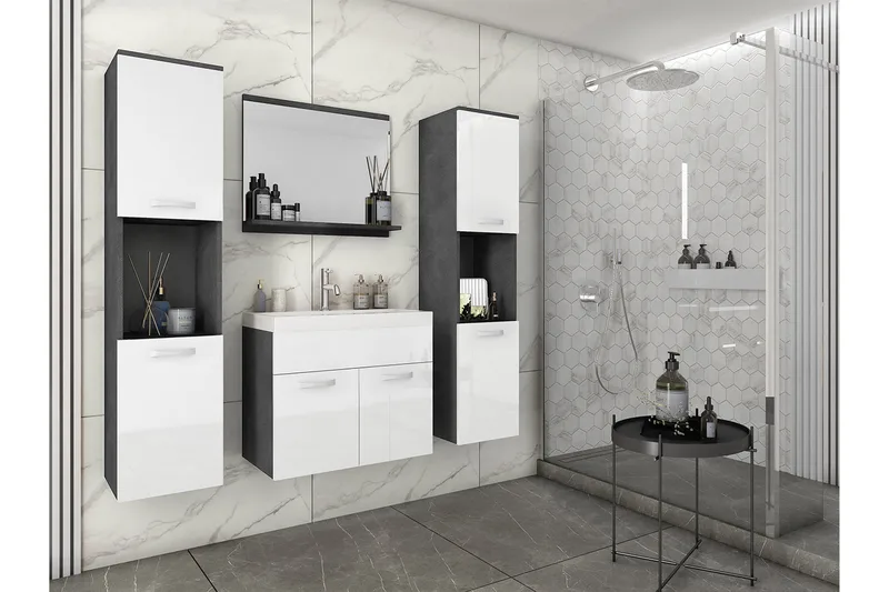 Badeværelsesmøbler - Hvid|Sort - Hus & renovering - Køkken & bad - Badeværelse - Badeværelsesmøbler - Komplette møbelpakker