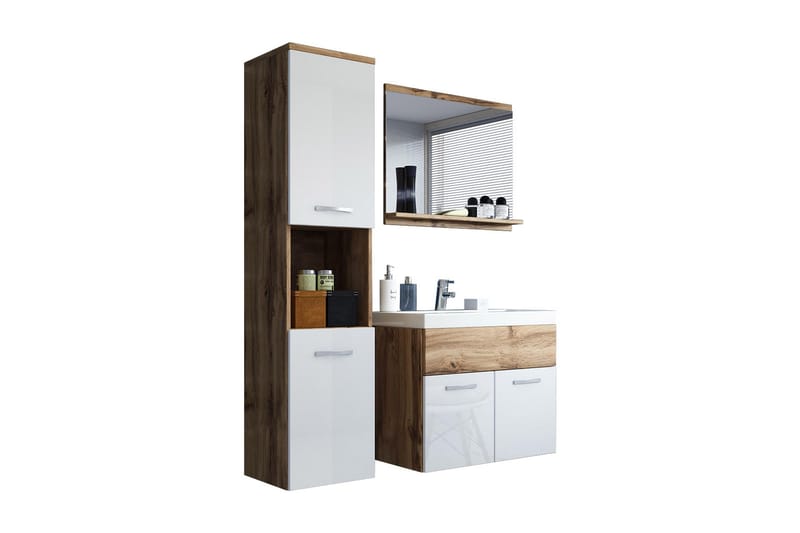 Badeværelsessæt Delorimier 57 cm - Hvid/Natur - Hus & renovering - Køkken & bad - Badeværelse - Badeværelsesmøbler - Komplette møbelpakker