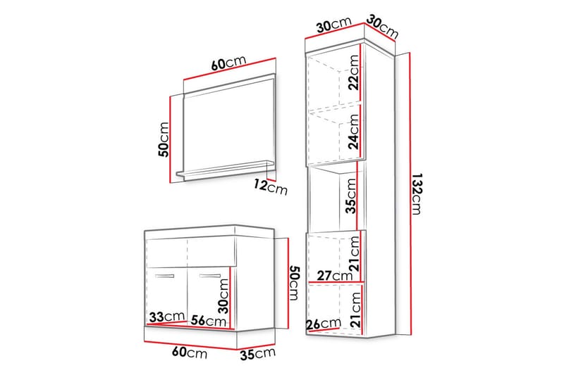 Badeværelsessæt Delorimier 57 cm - Hvid/Natur - Hus & renovering - Køkken & bad - Badeværelse - Badeværelsesmøbler - Komplette møbelpakker