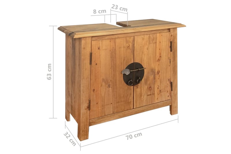 Badeværelsessæt I 5 Dele Massivt Genanvendt Fyrretræ - Brun - Komplette møbelpakker