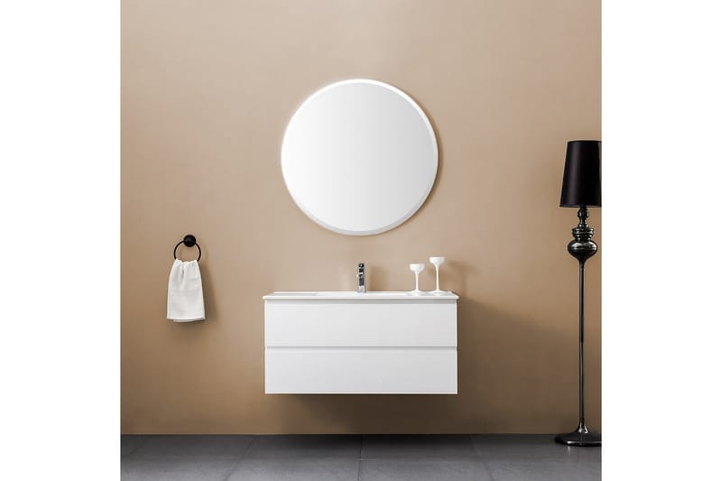 Bathlife Eufori 1000 mm Badeværelsesskab med Vask+Spejl - Hvid - Komplette møbelpakker