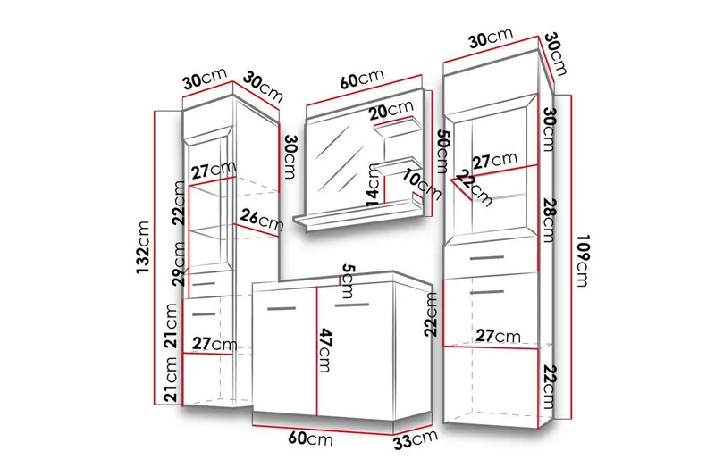 Galbally Badrumsmöbelset Brown - Hus & renovering - Køkken & bad - Badeværelse - Badeværelsesmøbler - Komplette møbelpakker
