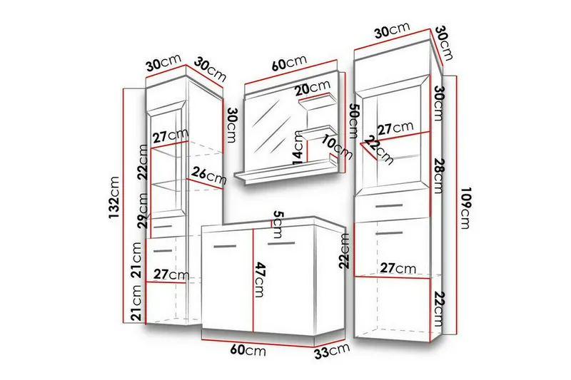 Galbally Badrumsmöbelset Brown - Hus & renovering - Køkken & bad - Badeværelse - Badeværelsesmøbler - Komplette møbelpakker