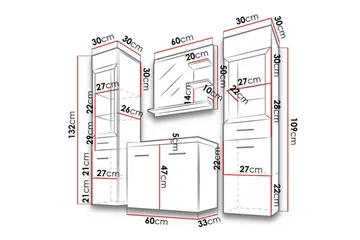 Galbally Badrumsmöbelset Grey - Hus & renovering - Køkken & bad - Badeværelse - Badeværelsesmøbler - Komplette møbelpakker