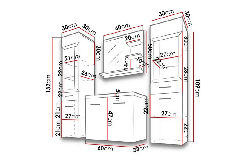 Galbally Badrumsmöbelset Grey - Hus & renovering - Køkken & bad - Badeværelse - Badeværelsesmøbler - Komplette møbelpakker