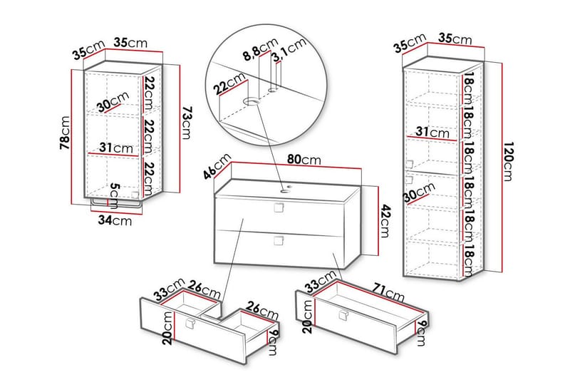Glenndale BadeværelsesMøbelsæt - Hvid - Hus & renovering - Køkken & bad - Badeværelse - Badeværelsesmøbler - Komplette møbelpakker