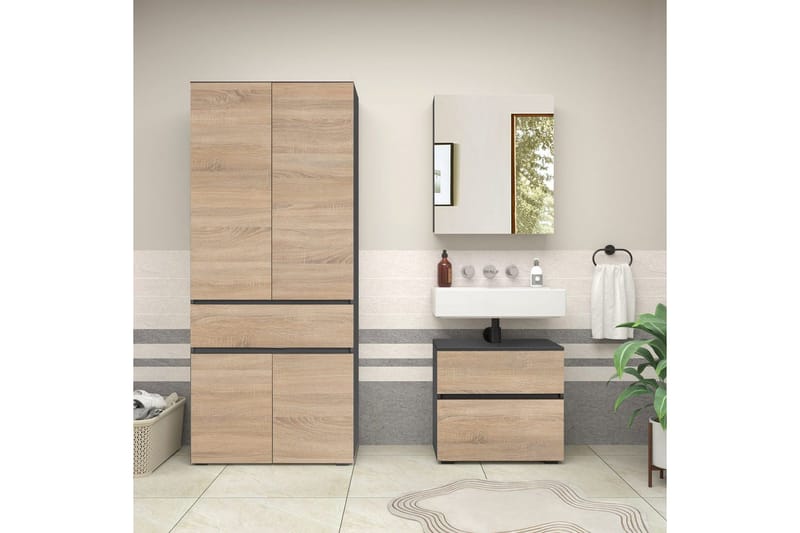 Komplette møbelpakker Loft24 Wisla komplet møbelpakke Grå 15x60 cm - Hus & renovering - Køkken & bad - Badeværelse - Badeværelsesmøbler - Komplette møbelpakker