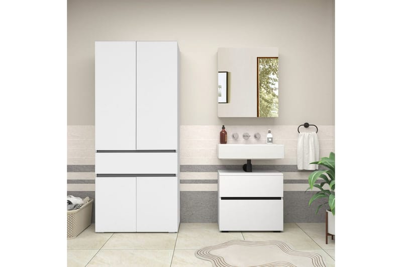 Komplette møbelpakker Loft24 Wisla komplet møbelpakke Hvid 15x60 cm - Hus & renovering - Køkken & bad - Badeværelse - Badeværelsesmøbler - Komplette møbelpakker