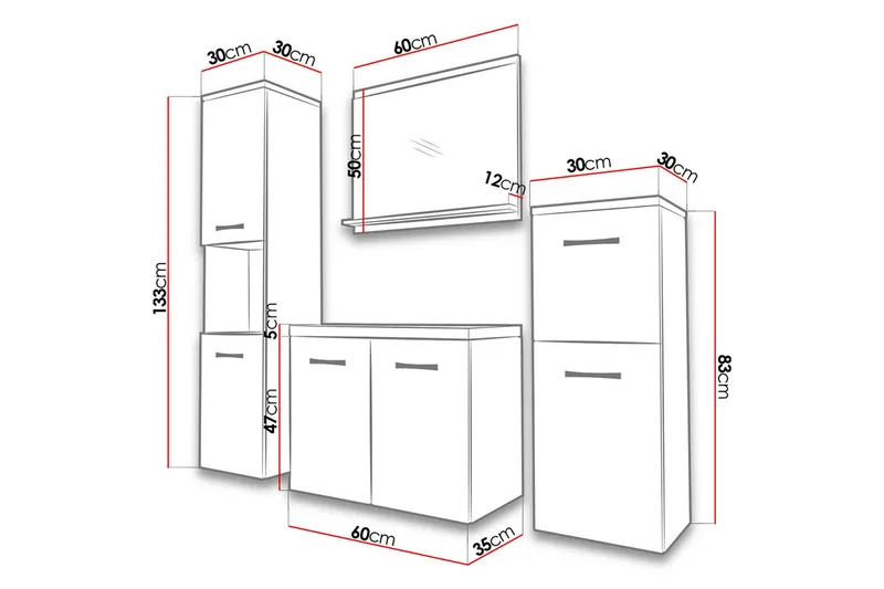 Malo Badeværelsessæt - Mørk Eg - Hus & renovering - Køkken & bad - Badeværelse - Badeværelsesmøbler - Komplette møbelpakker