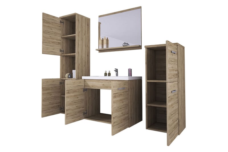 Malo Badeværelsessæt - Mørk Eg - Hus & renovering - Køkken & bad - Badeværelse - Badeværelsesmøbler - Komplette møbelpakker