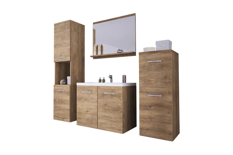 Malo Badeværelsessæt - Mørk Eg - Hus & renovering - Køkken & bad - Badeværelse - Badeværelsesmøbler - Komplette møbelpakker