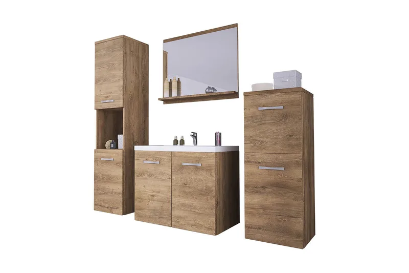 Malo Badeværelsessæt - Mørk Eg - Hus & renovering - Køkken & bad - Badeværelse - Badeværelsesmøbler - Komplette møbelpakker
