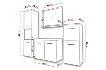 Malo Badeværelsessæt - Sort - Hus & renovering - Køkken & bad - Badeværelse - Badeværelsesmøbler - Komplette møbelpakker