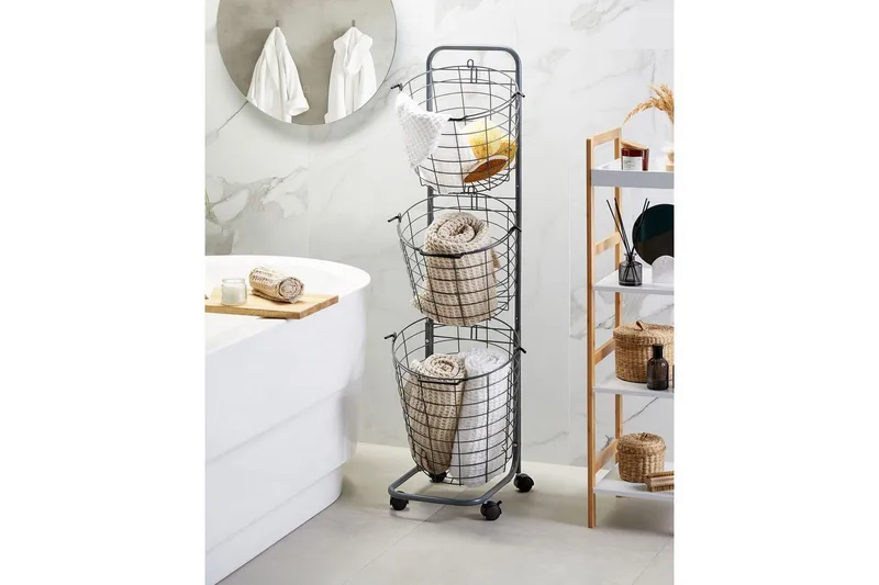 Kurv Ayapal Grå, sort - Grå, sort - Hus & renovering - Køkken & bad - Badeværelse - Badeværelsesmøbler - Rullevogn badeværelse