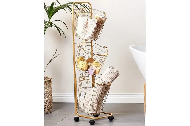 Kurv Ayapal Guld - Guld - Hus & renovering - Køkken & bad - Badeværelse - Badeværelsesmøbler - Rullevogn badeværelse