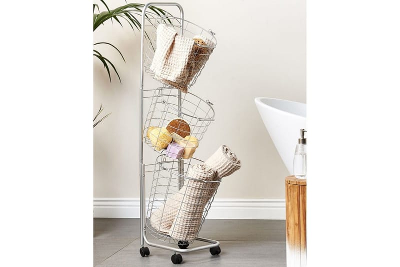 Kurv Ayapal Sølv - Sølv - Hus & renovering - Køkken & bad - Badeværelse - Badeværelsesmøbler - Rullevogn badeværelse