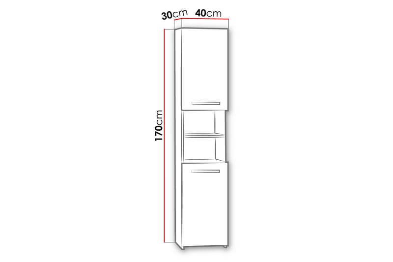Lowry badeværelsesskab 40x30x170 cm - Badeværelsesskab - Vægskabe & højskabe