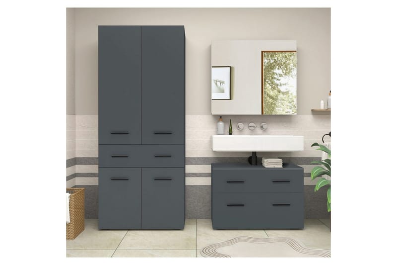 Malika Højskab til Badeværelse 180x76x35 cm - Grå - Hus & renovering - Køkken & bad - Badeværelse - Badeværelsesmøbler - Badeværelsesskab