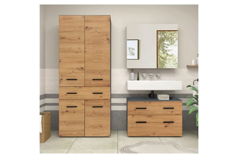 Malika Højskab til Badeværelse 180x76x35 cm - Natur - Hus & renovering - Køkken & bad - Badeværelse - Badeværelsesmøbler - Badeværelsesskab