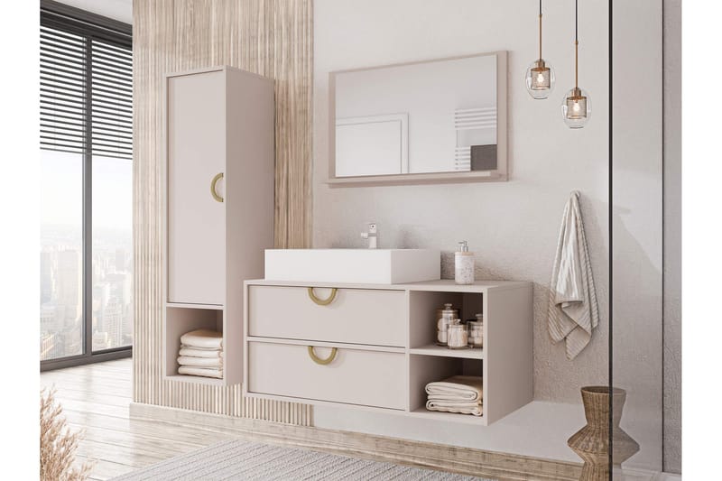 Merlinor Møbelsæt til Badeværelse - Beige - Hus & renovering - Køkken & bad - Badeværelse - Badeværelsesmøbler - Komplette møbelpakker