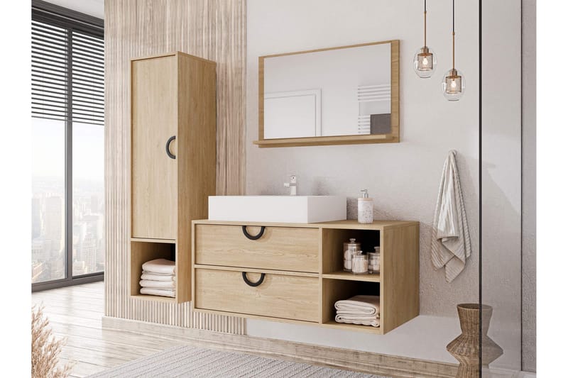 Merlinor Møbelsæt til Badeværelse - Brun - Hus & renovering - Køkken & bad - Badeværelse - Badeværelsesmøbler - Komplette møbelpakker